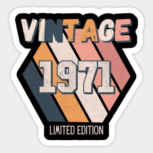 Vintage Since 1971 Birthday Retro Fun Sticker